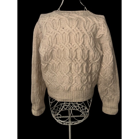 Vintage American Eagle Cream Cable Knit Crew Neck Sweater Chunky Knit Textured - Picture 7 of 10